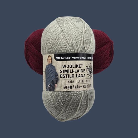 Loop & Threads Woolike Simili-Laine SF Yarn Mauve #4 Cool Gray #2 Acrylic/Nylon - Picture 6 of 8